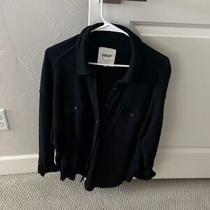 Aerie Black women waffle top